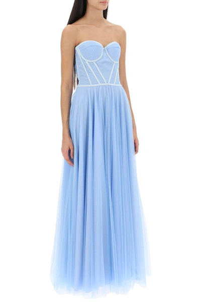 Shop 19:13 Dresscode 1913 Dresscode Maxi Tulle Bustier Gown In Blue