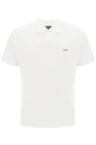 Shop Apc A.p.c. Austin Polo Shirt With Logo Embroidery In White