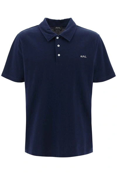 Shop Apc A.p.c. Carter Polo Shirt With Logo Embroidery In Blue