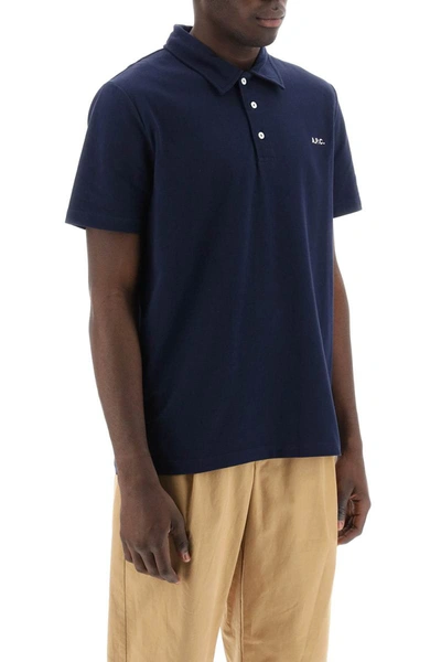 Shop Apc A.p.c. Carter Polo Shirt With Logo Embroidery In Blue