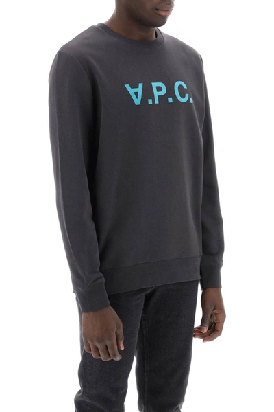 Shop Apc A.p.c. Flock V.p.c. Logo Sweatshirt In Grey