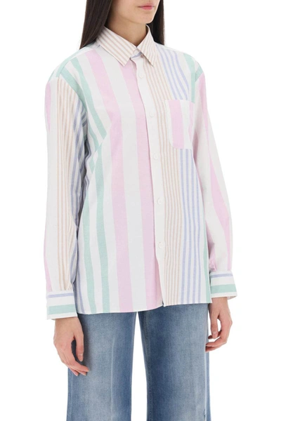 Shop Apc A.p.c. Sela Striped Oxford Shirt In Multicolor