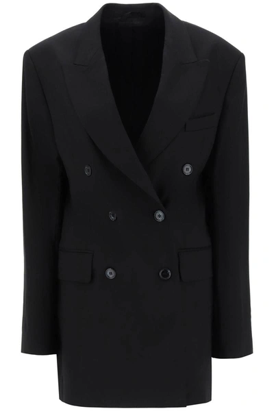 Shop Acne Studios Double-breasted Jacket In Herringbone Fabric In Black