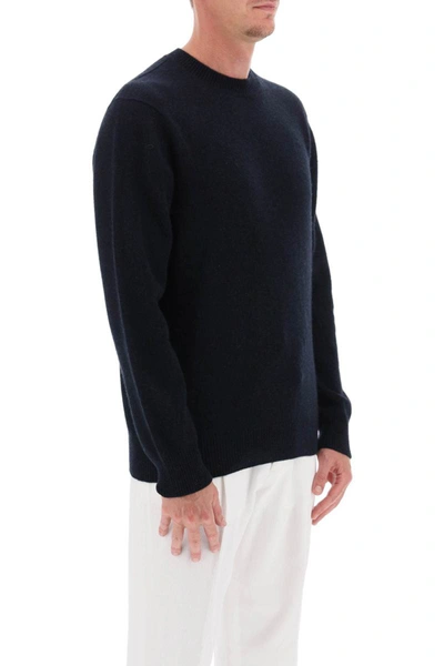 Shop Agnona Crew-neck Sweater In Cashmere In Blue