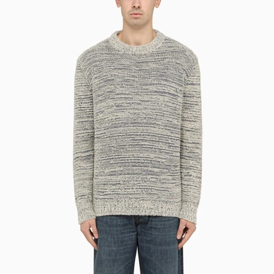Shop Alanui Blue And White Blend Crew-neck Sweater In Multicolor
