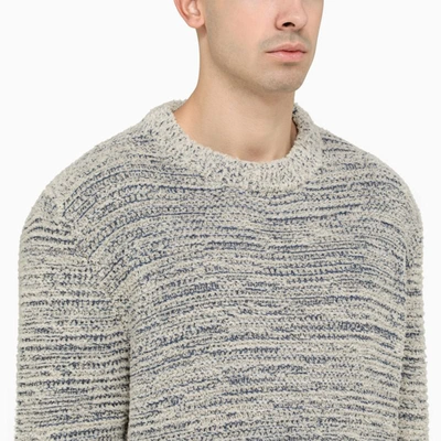 Shop Alanui Blue And White Blend Crew-neck Sweater In Multicolor