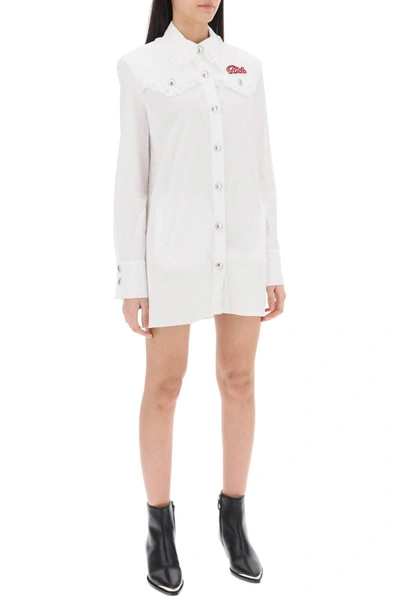 Shop Alessandra Rich Logo Patch Mini Dress In White