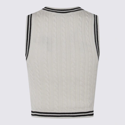 Shop Alessandra Rich White And Black Cotton Top