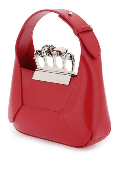 Shop Alexander Mcqueen 'the Jewelled Hobo' Mini Bag In Red