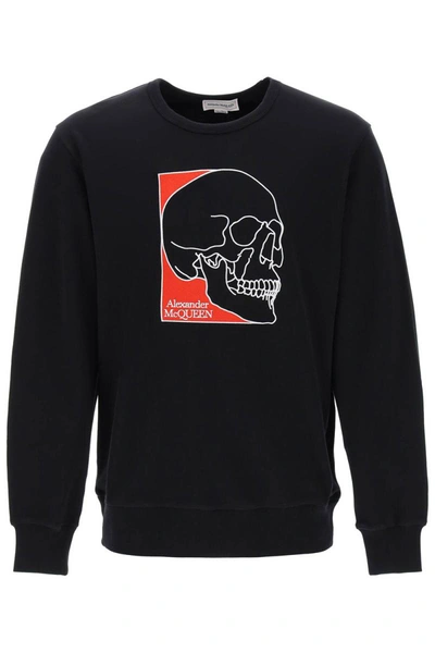 Shop Alexander Mcqueen Crew-neck Sweatshirt With Skull Embroidery In Black