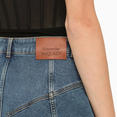 Shop Alexander Mcqueen Denim Miniskirt In Blue