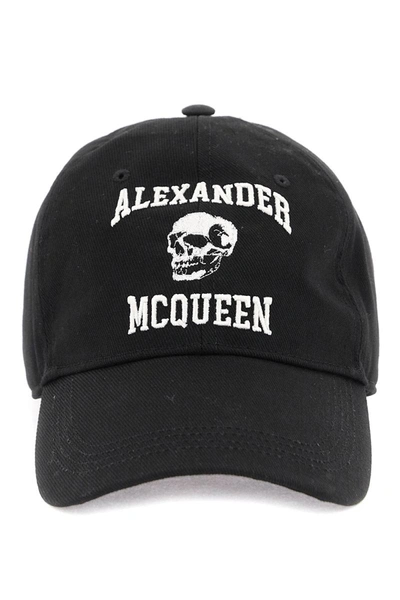 Shop Alexander Mcqueen Embroidered Logo Baseball Cap In Black