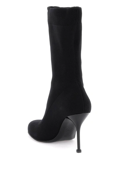 Shop Alexander Mcqueen Knitted Ankle Boots In Black