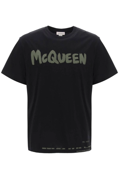 Shop Alexander Mcqueen Mcqueen Graffiti T-shirt In Black