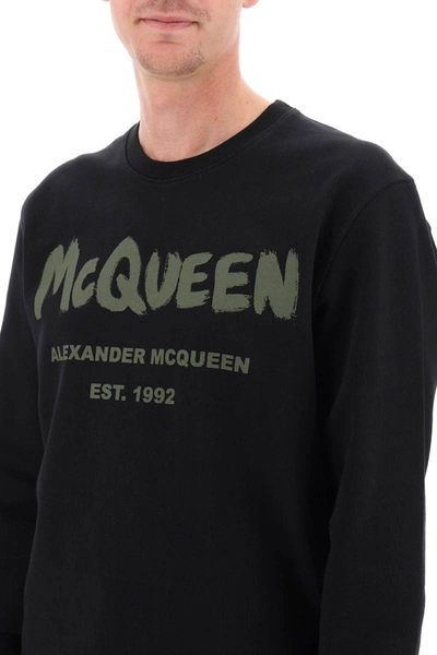 Shop Alexander Mcqueen Mcqueen Graffiti Sweatshirt In Black