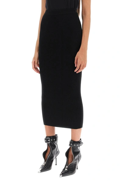 Shop Alexander Mcqueen Ribbed-knit Pencil Skirt In Black