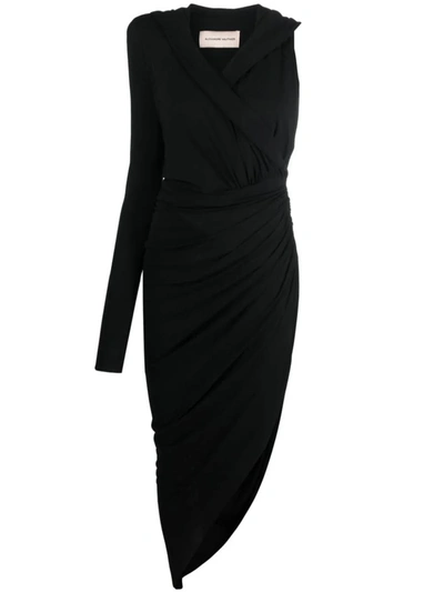 Shop Alexandre Vauthier Asymmetric One-shoulder Midi Dress In Black