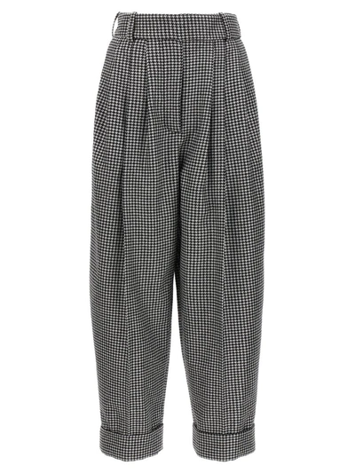 Shop Alexandre Vauthier Metal Houndstooth Trousers In White/black