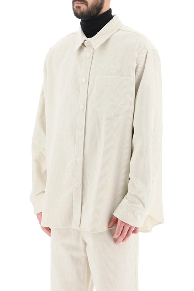 Shop Ami Alexandre Mattiussi Ami Paris Cotton Corduroy Overshirt In White