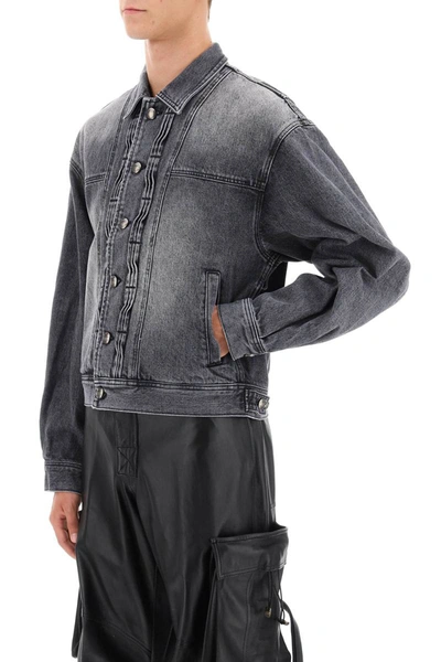 Shop Andersson Bell Denim Jacket With Wavy Details In Grey