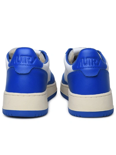 Shop Autry Blue And White Leather Medalist Sneakers
