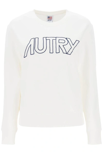 Shop Autry Embroidered Logo Sweatshirt In White