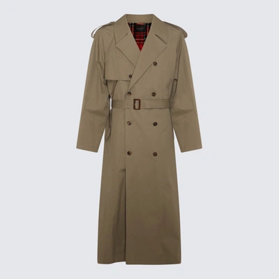 Shop Balenciaga Military Beige Cotton Coat