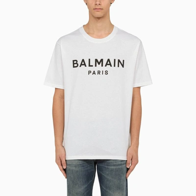 Shop Balmain Crew-neck T-shirt With Logo In White