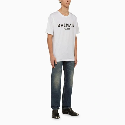 Shop Balmain Crew-neck T-shirt With Logo In White