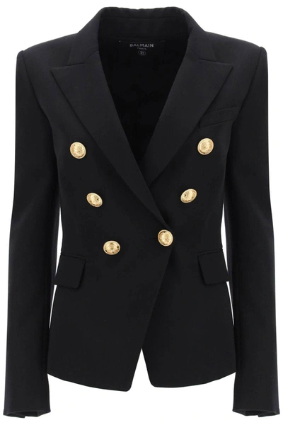 Shop Balmain Fitted Double-breasted Jacket In Black