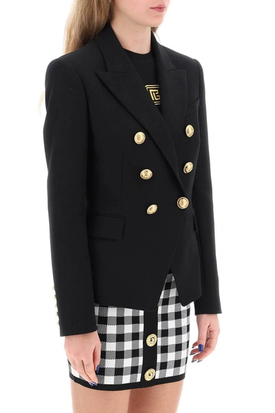 Shop Balmain Fitted Double-breasted Jacket In Black