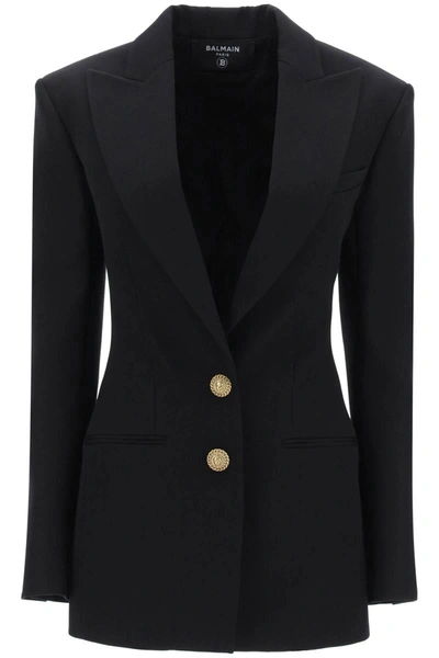 Shop Balmain Fitted Single-breasted Blazer In Black
