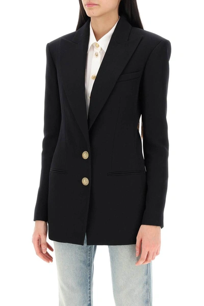 Shop Balmain Fitted Single-breasted Blazer In Black
