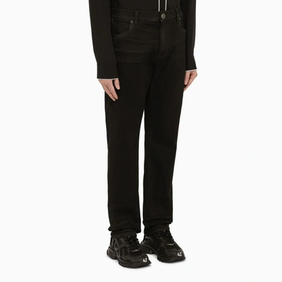 Shop Balmain Regular Jeans With Embroidery In Black