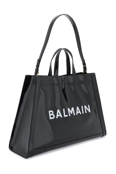 Shop Balmain Vinyl 'olivier's Cabas' Shoulder Bag In Black