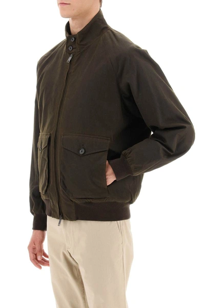 Shop Baracuta Waxed G9 Harrington Jacket In Brown