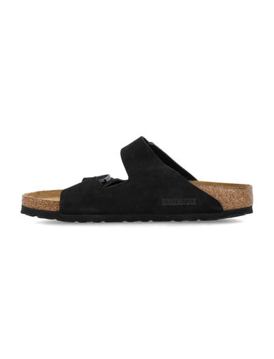 Birkenstock Arizona Double-strap Leather Slides In Black