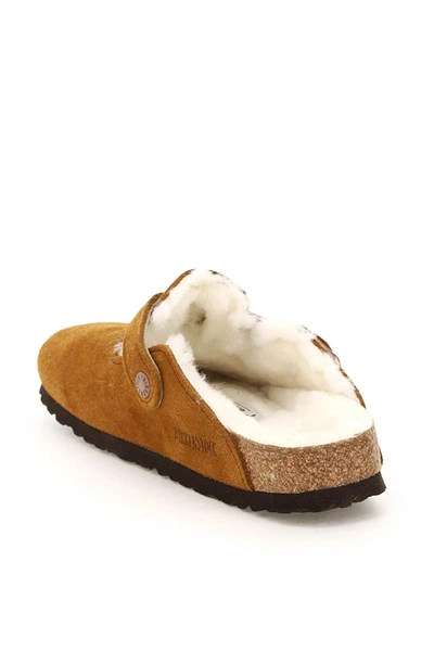 Shop Birkenstock Boston Shearling Sabot Narrow Fit In Brown