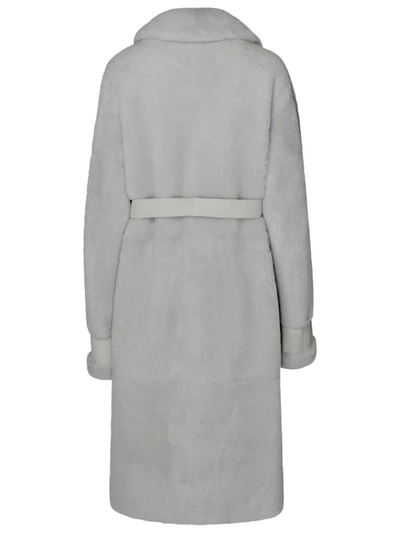 Shop Blancha ® Long White Leather Fur Coat