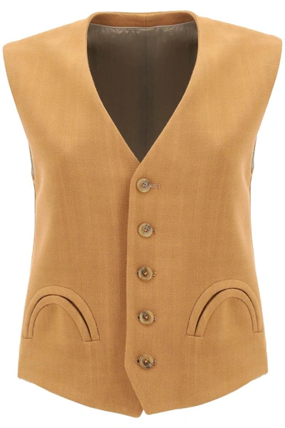 Shop Blazé Milano Blaze Milano Feral Santana Peanut Tailoring Vest In Multicolor