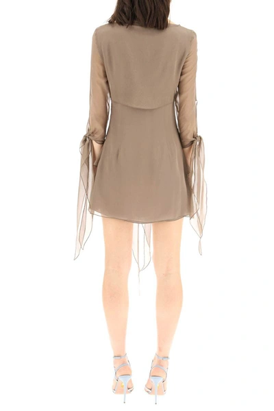 Shop Blumarine Chiffon Mini Dress In Brown