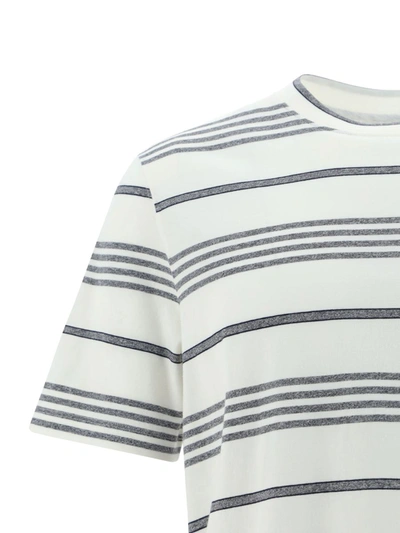 Shop Brunello Cucinelli T-shirts In Off White/grigio/blu