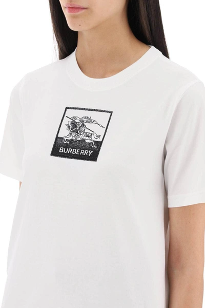 Shop Burberry 'margot' T-shirt With Ekd Embroidery In White