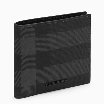 Shop Burberry Check Pattern Wallet In Grey