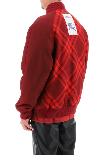 Shop Burberry Check Reversible Bomber Jacket In Red