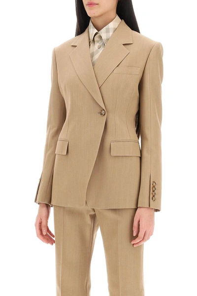 Shop Burberry Claudete Double-breasted Jacket In Beige