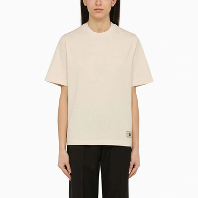 Shop Burberry Crew-neck T-shirt With Logo In Beige
