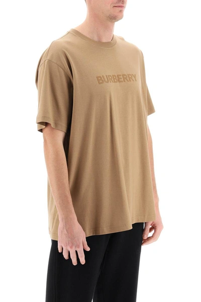 Shop Burberry Harriston T-shirt With Logo Print In Beige