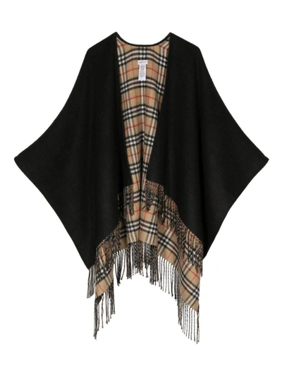 Shop Burberry Wool Reversible Cape In Black