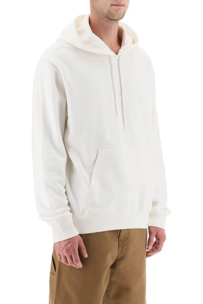 Shop Carhartt Wip Hoodie With Logo Embroidery In White